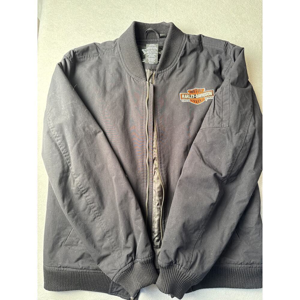 Men’s Harley Davidson Black Windbreaker Jacket Sz XL Tall
